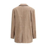 Brunello Cucinelli Beige Calf Leather Bos Taurus Coat