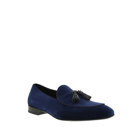 Salvatore Ferragamo Blue Leather Slip-On Loafers