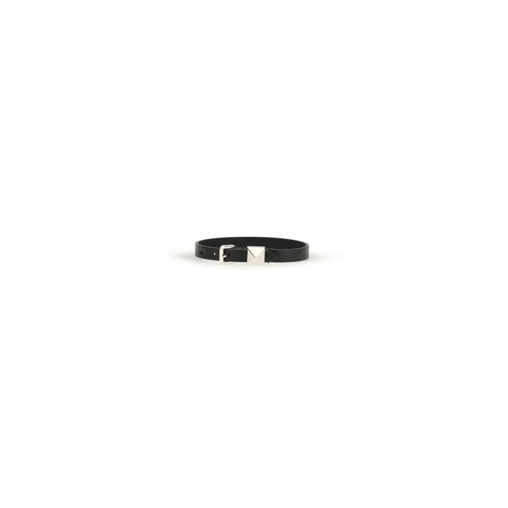 Valentino Garavani Black Calf Leather Bos Taurus Bracelet