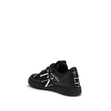 Valentino Garavani Black Calf Leather Bos Taurus Low Top Sneakers