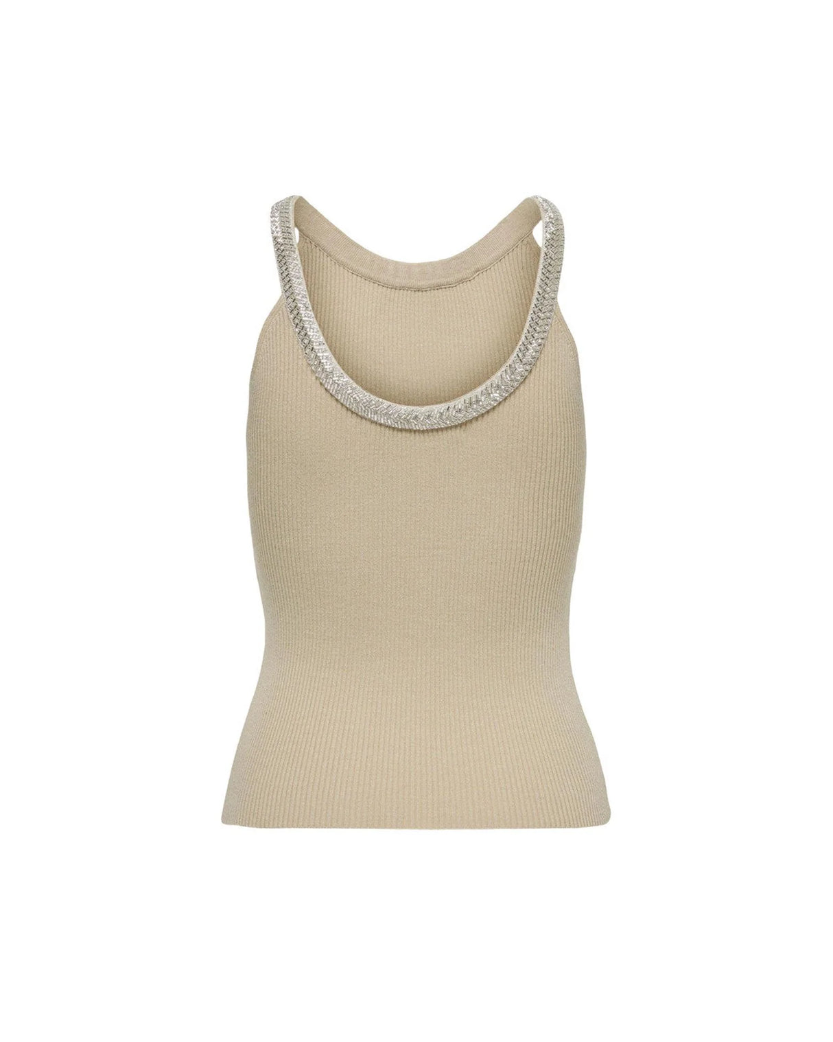 Only Beige Nylon  Elastane Tank Tops