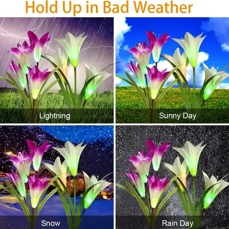4pcs Solar Flower Lights with 16 Heads for Garden Decor