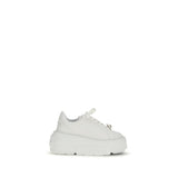 Casadei White Calf Leather Bos Taurus Platform Sneakers