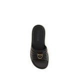 PINKO Black Calf Leather Bos Taurus Slides