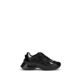 PINKO Black Calf Leather Bos Taurus Chunky Sneakers