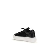 PINKO Black Calf Leather Bos Taurus Platform Sneakers