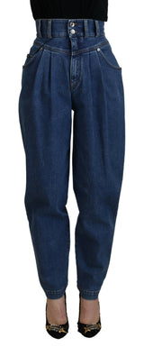 Dolce & Gabbana Blue Cotton High-Waisted Jean