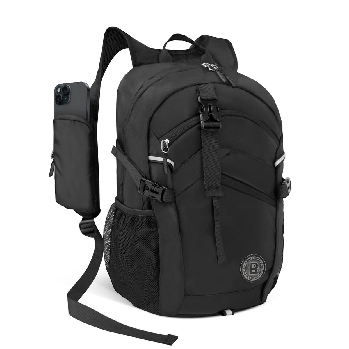 PS Le Periple Small Hiking Backpack 20L Lightweight Travel Backpack with Phone Pocket Hiking Daypack for Women MenBlack