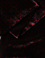 Dolce & Gabbana Black Red Rayon Geometric Pattern Fringe 140cm X 16cm  Scarf