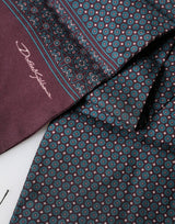 Dolce & Gabbana Bordeaux Silk Fringe Geometric Neck Wrap 142cm X 15cm  Scarf