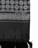 Dolce & Gabbana Black White Silk Geometric Neck Wrap 142cm X 15cm Scarf