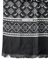 Dolce & Gabbana Black Gray Silk Bird Fringe Wrap Foulard 140cm X 23cm Scarf