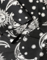 Dolce & Gabbana Black Silk Sun Moon Star Fringe Foulard 178cm X 33cm Scarf