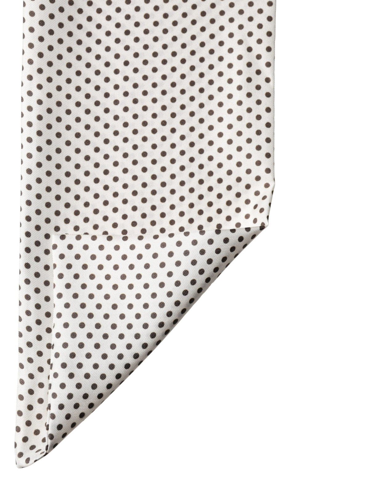 Dolce & Gabbana White Brown Polka Dot Silk Bandeau Neck Wrap 151cm x 13cm  Scarf