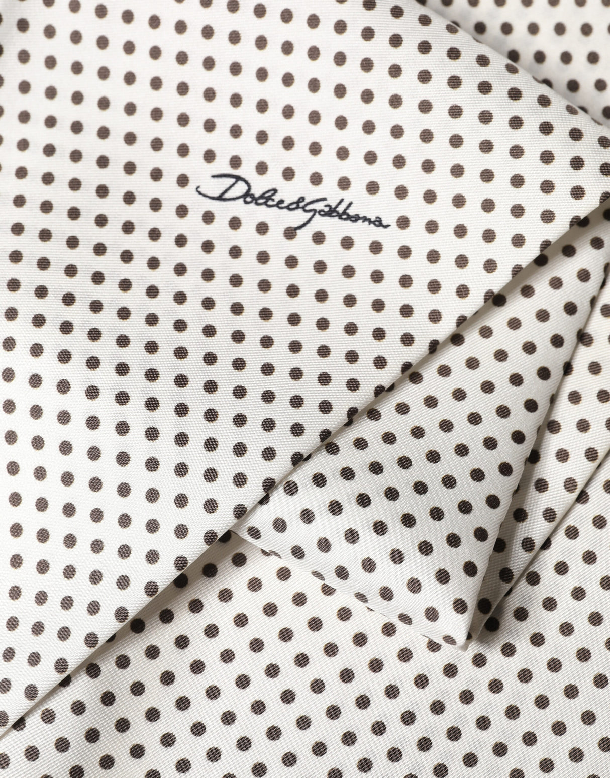 Dolce & Gabbana White Brown Polka Dot Silk Bandeau Neck Wrap 151cm x 13cm  Scarf