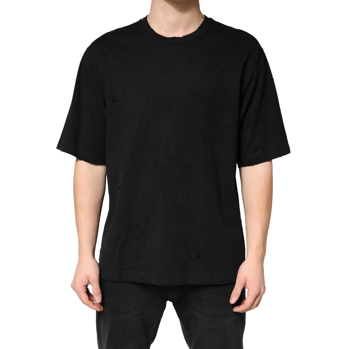 Dolce & Gabbana Black Cotton Crewneck Short Sleeve  T-Shirt