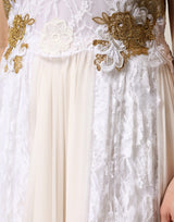 Dolce & Gabbana Ivory Lace Silk Embellished Sleeveless  Dress