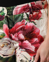 Dolce & Gabbana Multicolor Rose Floral Cropped Trousers Pants