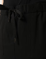 Dolce & Gabbana Black Cotton Drawstring Long Maxi Cargo Skirt