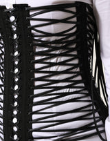Dolce & Gabbana Black Lace-Up Drawstring Bustier Corset Top