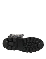 Dolce & Gabbana Black Leather Knee High Combat Boots Shoes