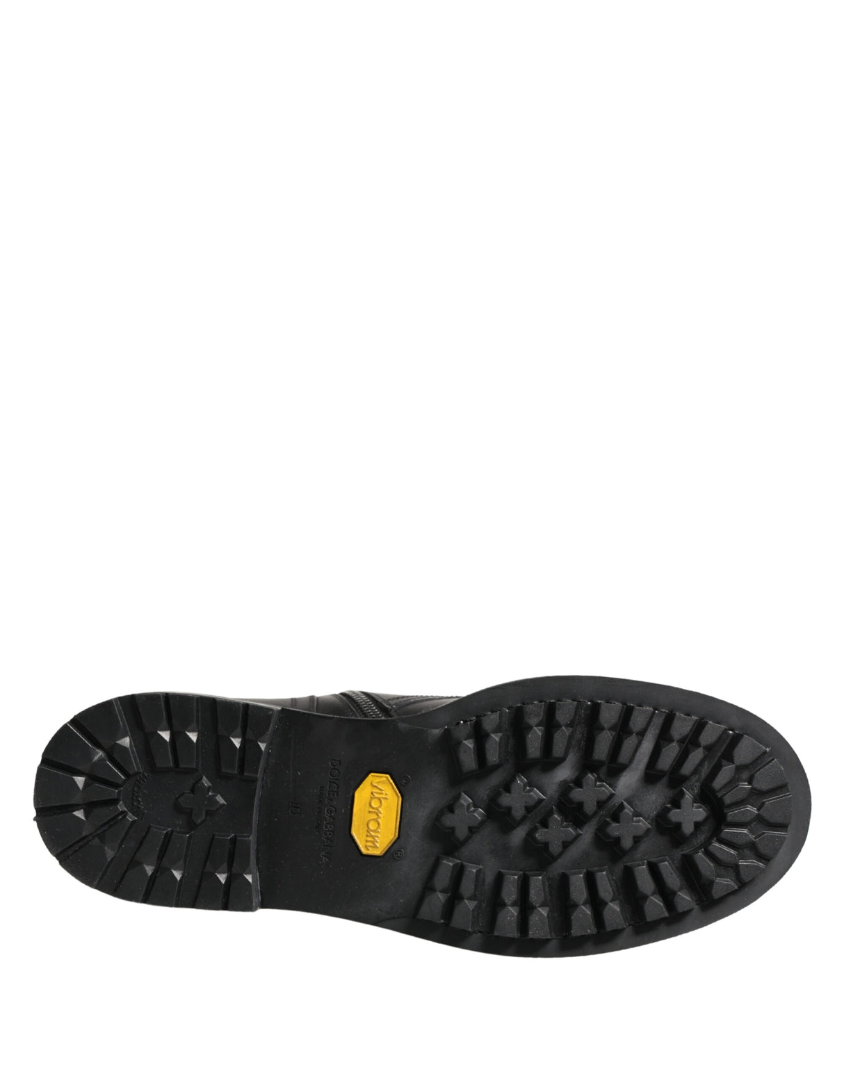 Dolce & Gabbana Black Leather Belted Buckle Combat Boots Shoes