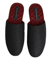 Dolce & Gabbana Anthracite Wool Cashmere Quilted Slippers Shoes