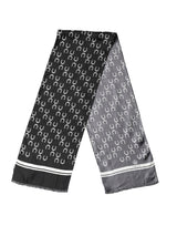 Dolce & Gabbana Black Horseshoe Silk Neck Foulard 136cm x 23cm Men Scarf