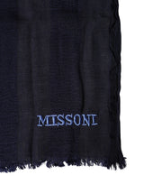 Dolce & Gabbana Dark Blue Wool Knit Unisex Wrap Fringe Shawl 170cm x 60cm Scarf