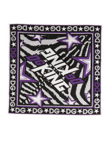 Dolce & Gabbana Black Purple DG King Cotton Foulard 51cm x 49.5cm Scarf