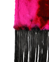 Dolce & Gabbana Pink Black Faux Fur Neck Wrap Fringes 200cm x 59cm Scarf