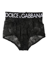 Dolce & Gabbana Black Logo Girdle High Waist Panty Underwear