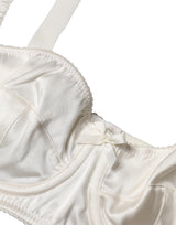 Dolce & Gabbana White Silk Satin Underwire Bra Semi Pad Underwear