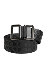 Dolce & Gabbana Black Logo Monogram Silver Metal Buckle Belt