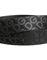 Dolce & Gabbana Black Logo Monogram Silver Metal Buckle Belt
