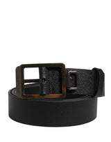 Dolce & Gabbana Black Calf Leather Gold Metal Buckle  Belt