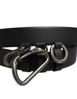 Dolce & Gabbana Black Calf Leather Silver Metal Buckle Belt