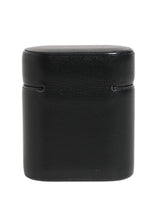 Dolce & Gabbana Black Calf Leather Logo Print Flip Holder Airpods Case