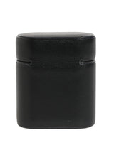 Dolce & Gabbana Black Calf Leather Logo Print Flip Holder Airpods Case
