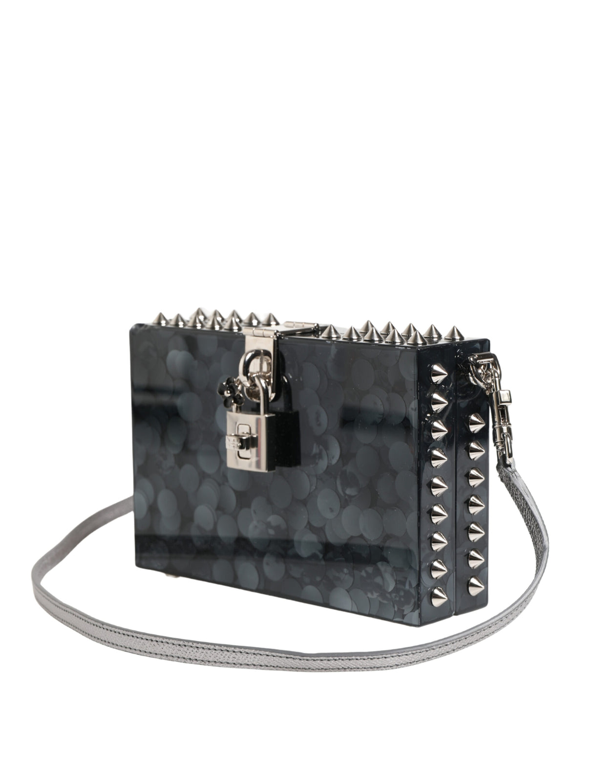 Dolce & Gabbana Black Acrylic Plexiglass Studded DOLCE BOX Clutch Bag