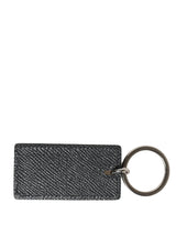Dolce & Gabbana Black Calf Leather D&G Logo Metal Ring Keyring Keychain
