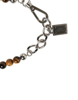 Dolce & Gabbana Silver Tone Brass Chain Beaded Gem DG Logo Bracelet