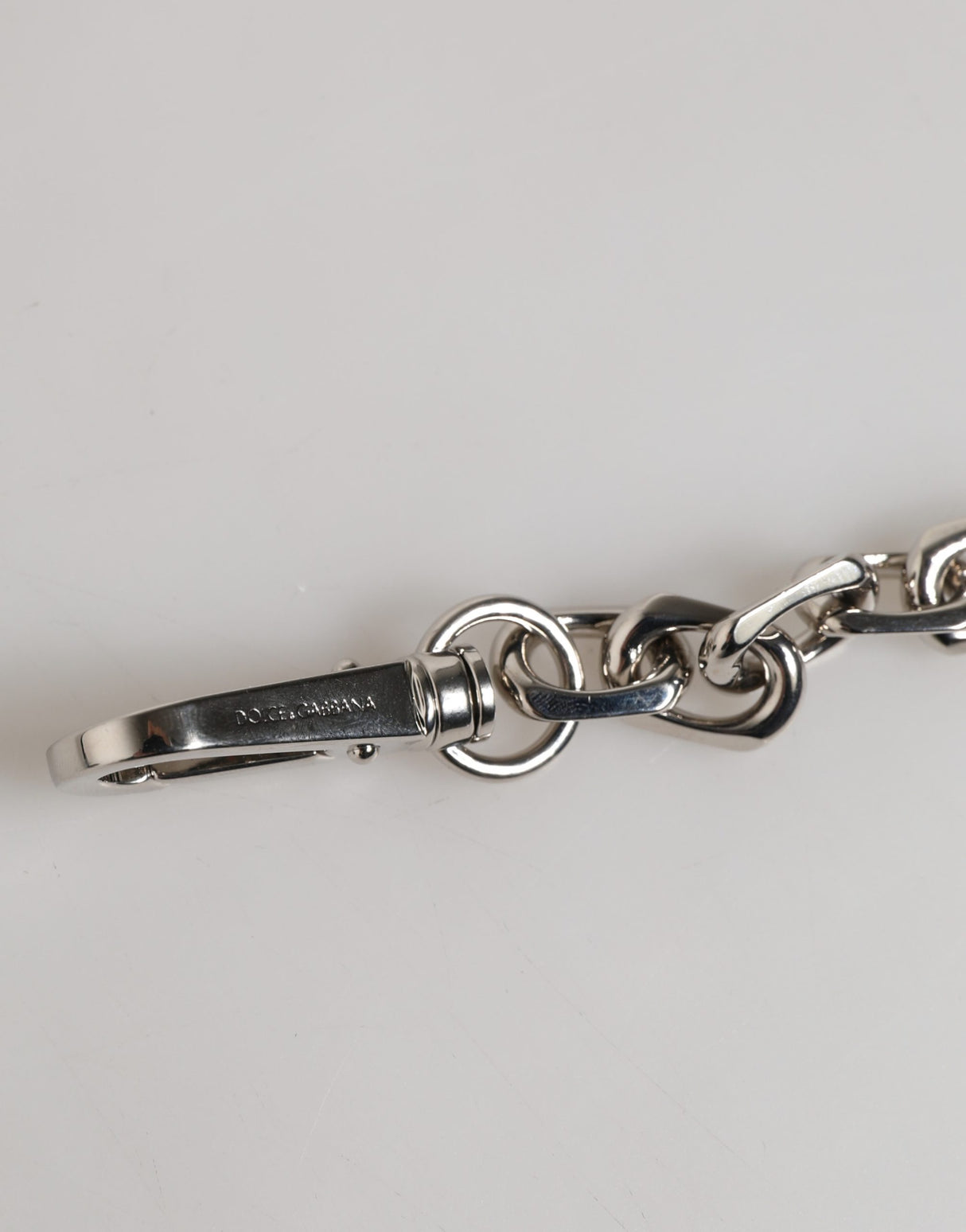 Dolce & Gabbana Silver Tone Chain Lobster Clasp Logo Gray Pearls Bracelet