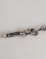 Dolce & Gabbana Silver Tone Chain Lobster Clasp Logo Gray Pearls Bracelet