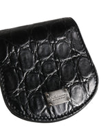 Dolce & Gabbana Black Exotic Skin Condom Case Holder Pocket Wallet