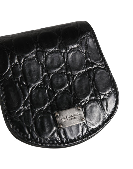 Dolce & Gabbana Black Exotic Skin Condom Case Holder Pocket Wallet