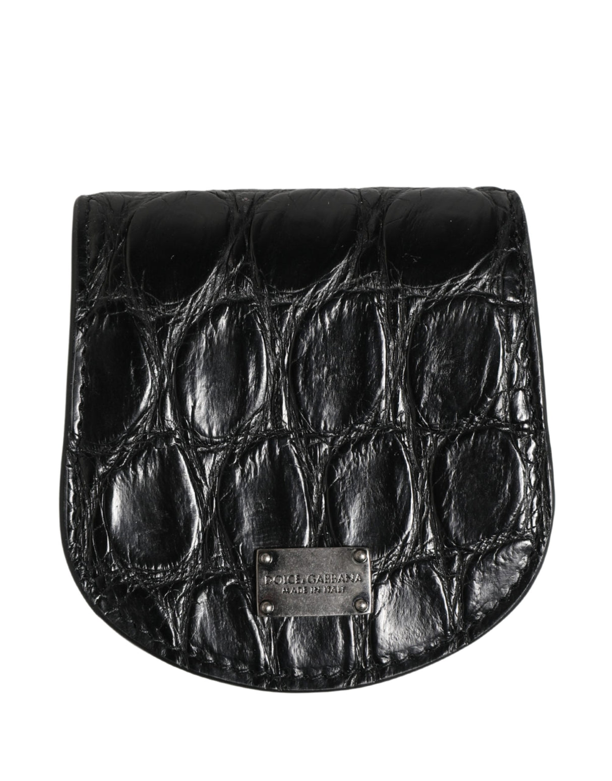 Dolce & Gabbana Black Exotic Skin Condom Case Holder Pocket Wallet