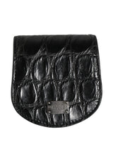 Dolce & Gabbana Black Exotic Skin Condom Case Holder Pocket Wallet