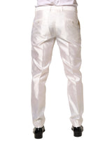 Dolce & Gabbana White Silk Satin Dress Formal Trouser Pants
