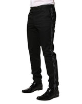 Dolce & Gabbana Black Cotton Skinny Men Dress Trouser Pants